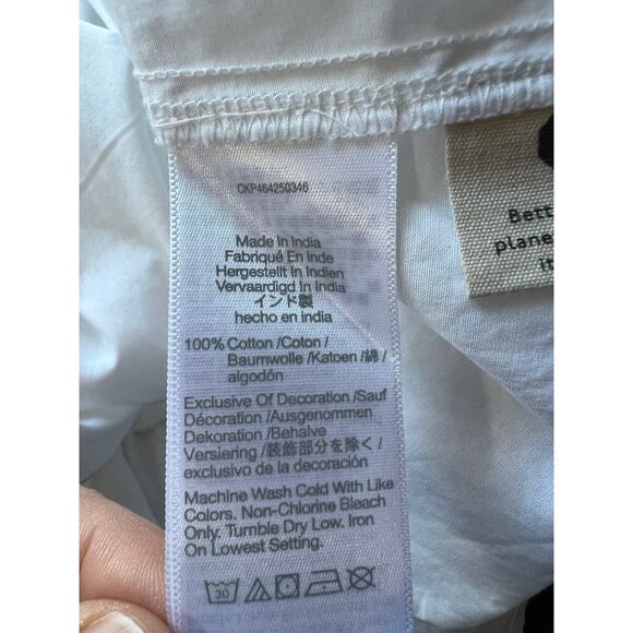 Madewell Sz Large V Neck Smocked Embroidered Poplin Cotton Summer Mini Dress NWT - Picture 10 of 10